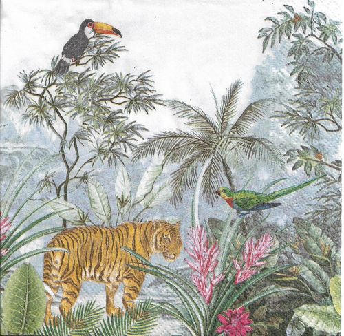 4 Serviettes papier Paradis Tropical Tigre