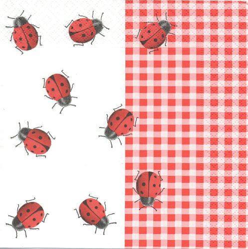 2 Paper Napkins Ladybugs