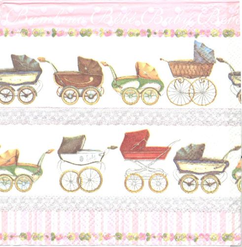 4 Paper Napkins Baby Carriage