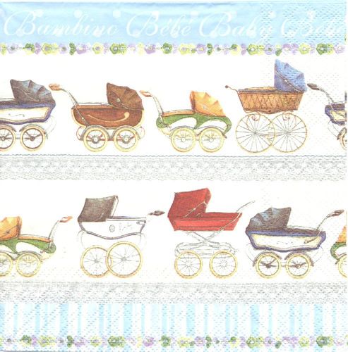 3 Paper Napkins Cocktail Baby Carriage