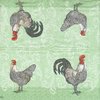 3 Paper Napkins 25x25 Rooster green