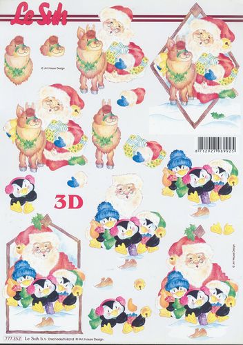 3D Sheet A4 777-352 Christmas Reindeer Penguin