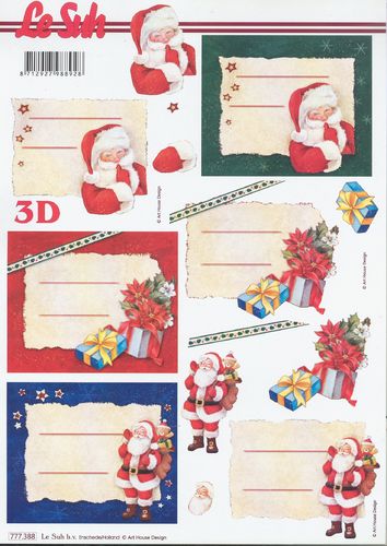 Feuille 3D A4 777.388 Étiquette Père Noël