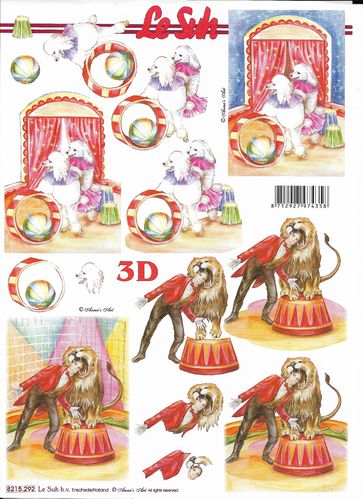 Feuille 3D 8215.292 Cirque Lion Chien