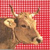 2 Paper Napkins Cow Red