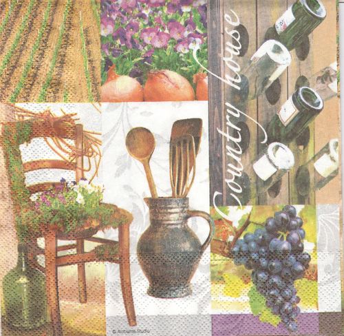 2 Serviettes papier Maison Jardin Vin raisin