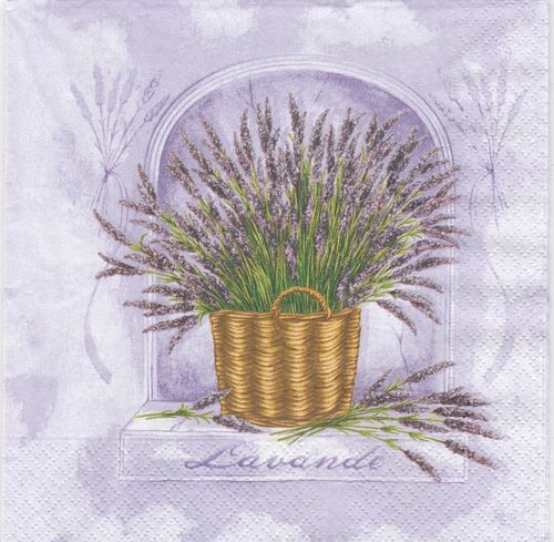 2 Paper Napkins Lavender Basket
