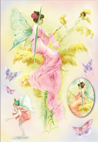 Rice Paper 48x33 cm Fairies & Butterflies