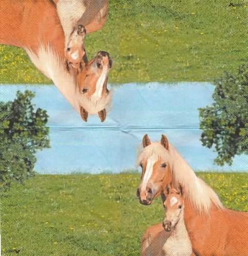2 Paper Napkins Horses