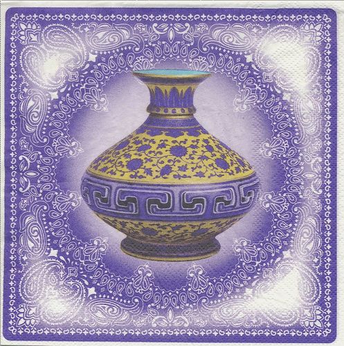 2 Serviettes papier Vase indien Fleuri