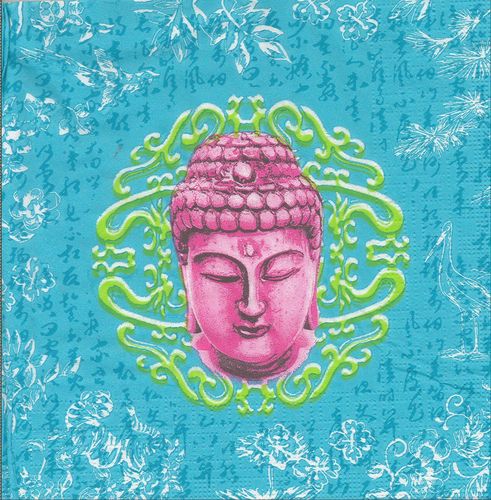 2 Serviettes papier Bouddha Turquoise
