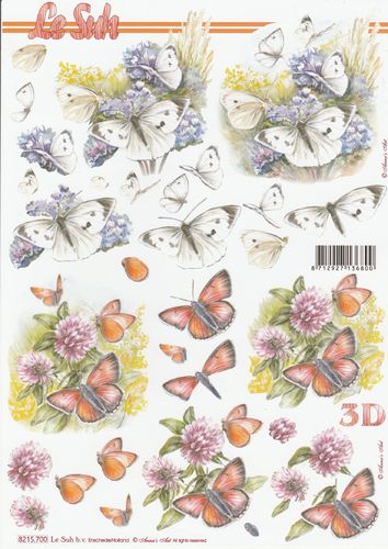 Feuille 3D A4 8215.700 Fleurs et Papillons