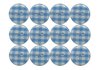 12 Gingham Resin Buttons blue 13 mm