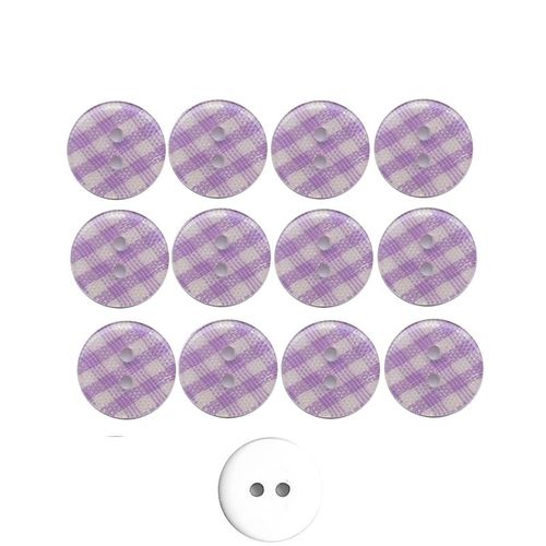 12 boutons résine Vichy Violet 13 mm