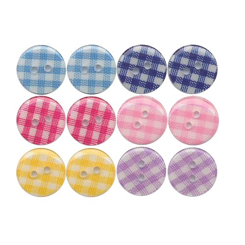 12 Gingham Resin Buttons 13 mm