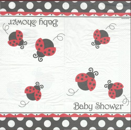 2 Paper Napkins Ladybug Fancy Baby Shower