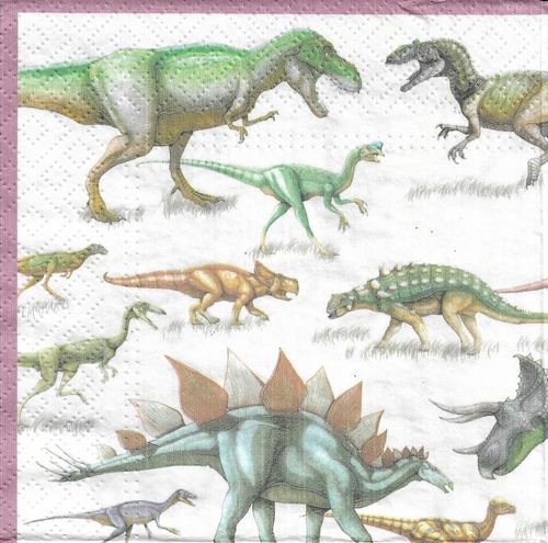 4 Serviettes papier Dinosaures
