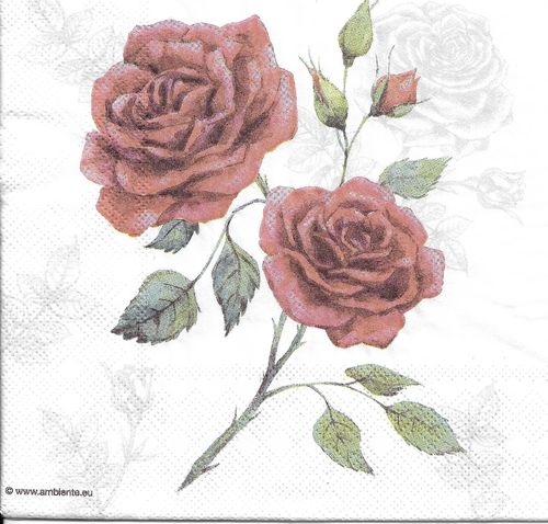 4 Serviettes papier Roses Vintage