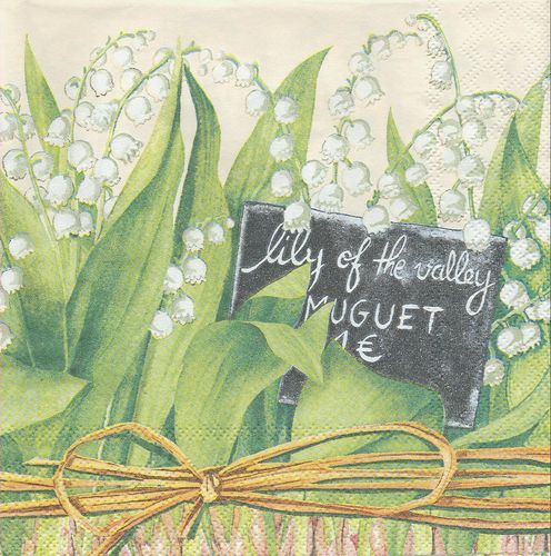 2 Paper Napkins Lily of the Valley