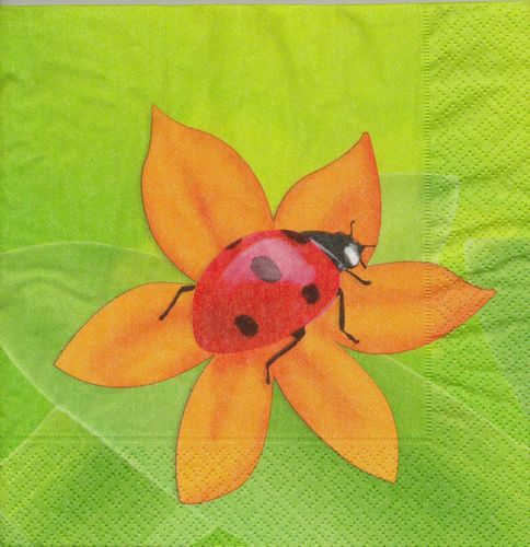 2 Paper Napkins Ladybug & Flower