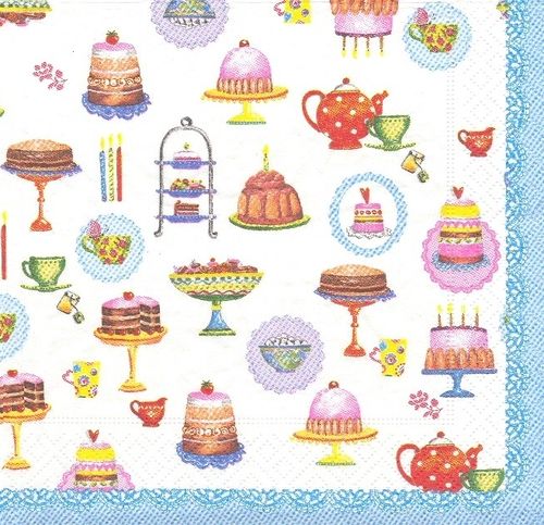 2 Paper Napkins Colourful Cakes