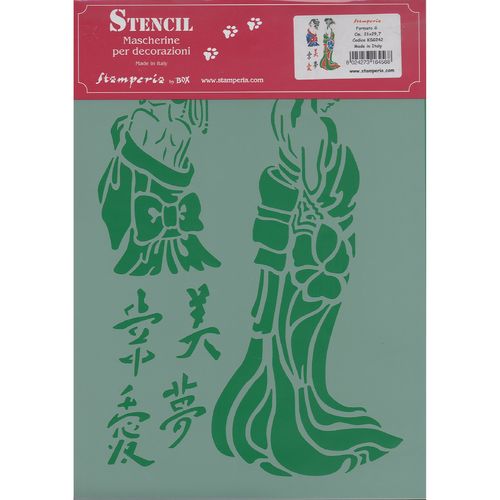 Flexible Stencil Japanese girl A4