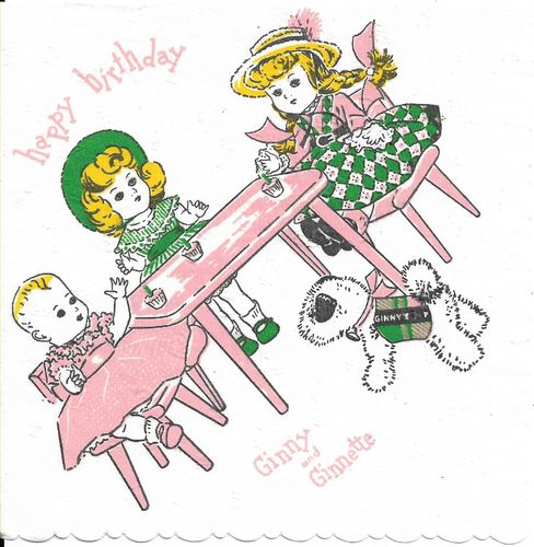 1 Paper Napkin Vintage 1950's Ginny and Ginnette Birthday