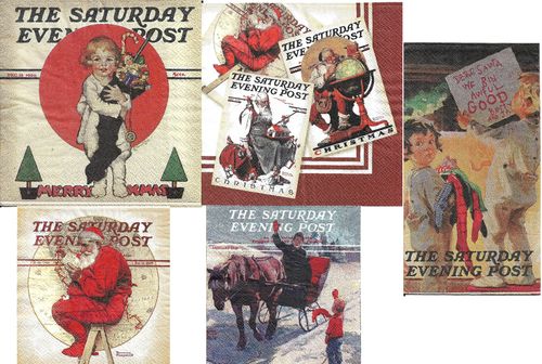 5 different Paper Napkins Saturday Evening Post Cover