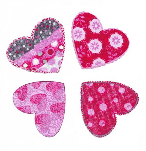 4 Iron-on patch Valentines Hearts