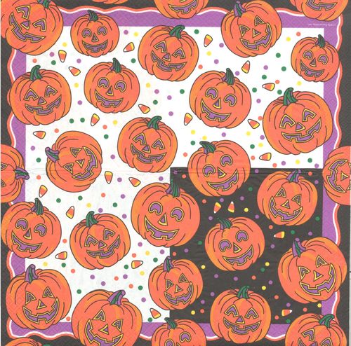2 Paper Napkins Halloween Pumpkin