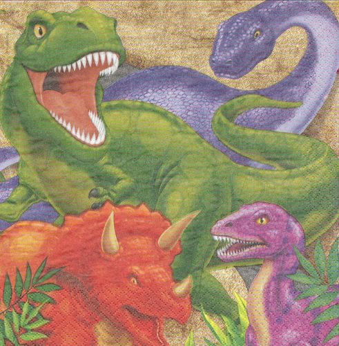 2 Serviettes papier Dinosaure
