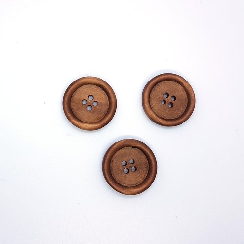 Natural Wood Buttons 30 mm Sewing x 3