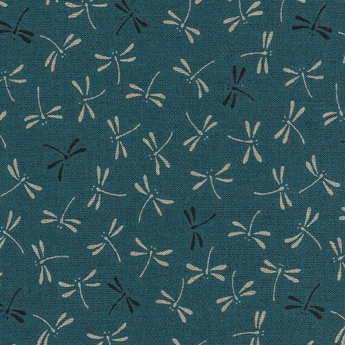Tissu Japonais Tombo bleu canard 45x54