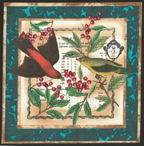 Vignette de Tissu Oiseaux Baies Timeless Treasures 27x27 cm Coton
