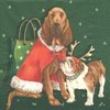 2 Paper Napkins Christmas Dogs green