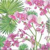 4 Serviettes papier Orchidée Palmier