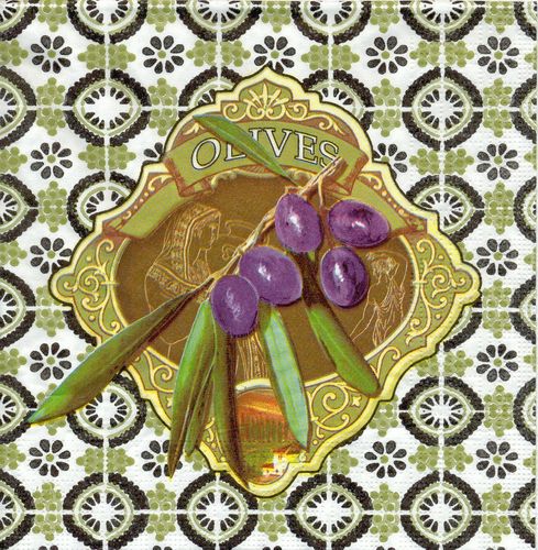 4 Serviettes papier Olives Mosaique