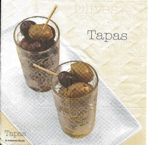 4 Serviettes papier Olive Tapas