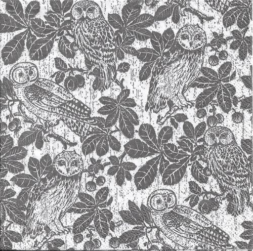 4 Paper Napkins Owls and branches