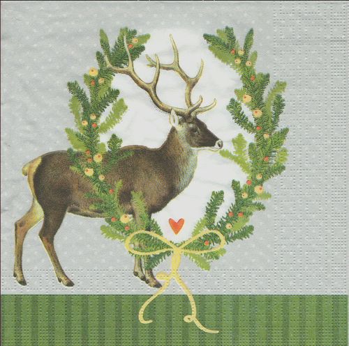 4 Paper Napkins Festive Deer