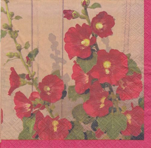 4 Serviettes papier Fleurs Rouges